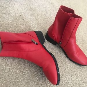 TOPSHOP Red Chelsea Boots